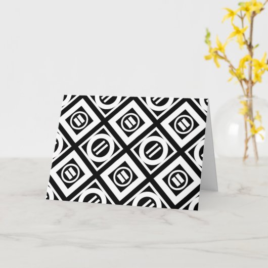 White Equal Sign Geometric Pattern op Black Kaart (Gele Bloem)
