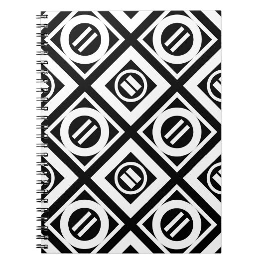White Equal Sign Geometric Pattern op Black Notitieboek (Voorkant)