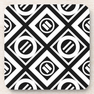 White Equal Sign Geometric Pattern op Black Onderzetter