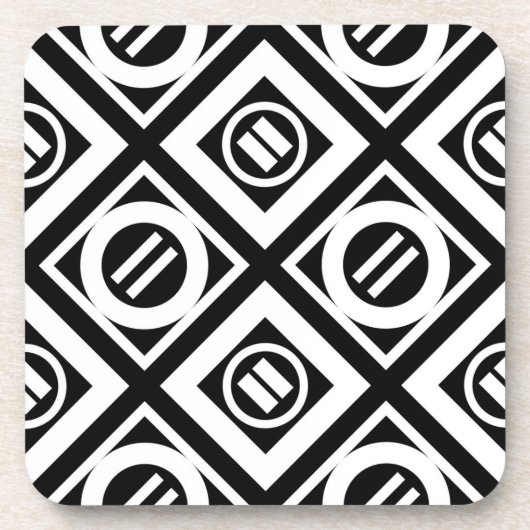 White Equal Sign Geometric Pattern op Black Onderzetter (Voorkant)