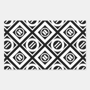 White Equal Sign Geometric Pattern op Black Rechthoekige Sticker
