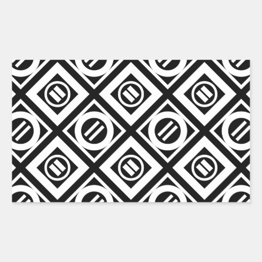 White Equal Sign Geometric Pattern op Black Rechthoekige Sticker (Voorkant)