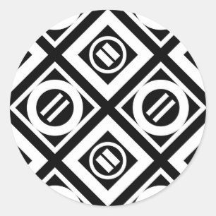 White Equal Sign Geometric Pattern op Black Ronde Sticker