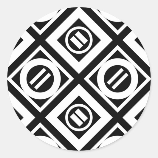 White Equal Sign Geometric Pattern op Black Ronde Sticker (Voorkant)