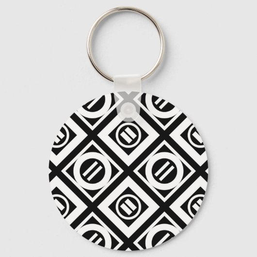 White Equal Sign Geometric Pattern op Black Sleutelhanger (Voorkant)