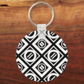 White Equal Sign Geometric Pattern op Black Sleutelhanger (Voorkant)