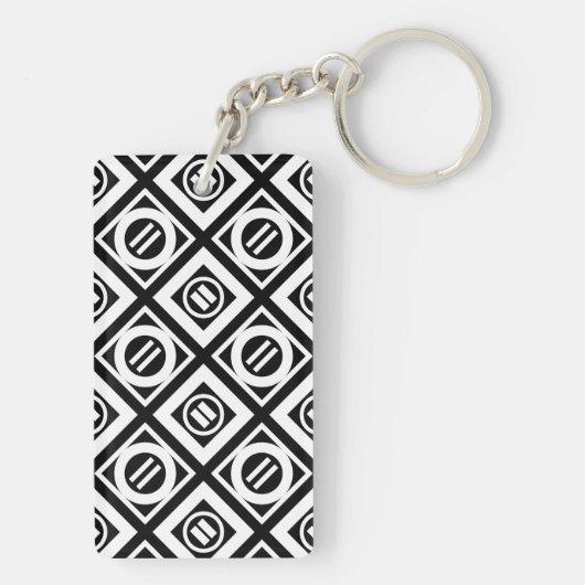White Equal Sign Geometric Pattern op Black Sleutelhanger (achterkant)