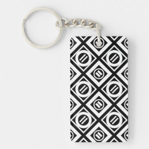 White Equal Sign Geometric Pattern op Black Sleutelhanger