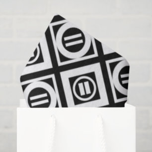 White Equal Sign Geometric Pattern op Black Tissuepapier