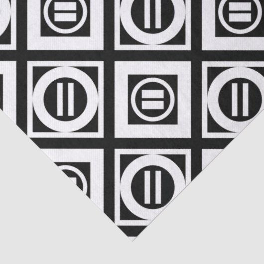 White Equal Sign Geometric Pattern op Black Tissuepapier (Detail)