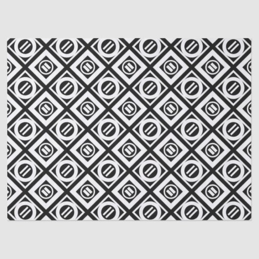 White Equal Sign Geometric Pattern op Black Tissuepapier (Voorkant)
