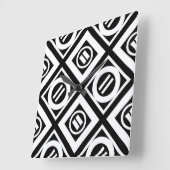White Equal Sign Geometric Pattern op Black Vierkante Klok (Hoek)