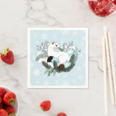 White Ermine Blue Christmas Snowflakes  Servet (Insitu)