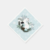 White Ermine Blue Christmas Snowflakes  Servet (Hoek)