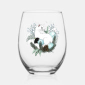White Ermine Blue Christmas Snowflakes  Wijnglas Zonder Voet (Achterkant)