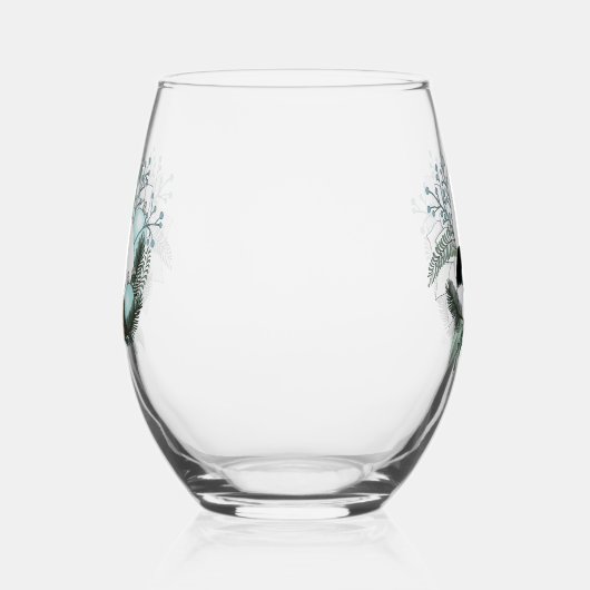 White Ermine Blue Christmas Snowflakes  Wijnglas Zonder Voet (Links)