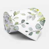 White Eucalyptus Greenery Wedding Stropdas (Opgerold)