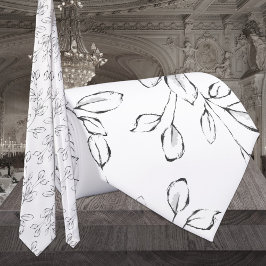 White Eucalyptus Greenery Wedding Stropdas