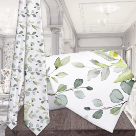 White Eucalyptus Greenery Wedding Stropdas