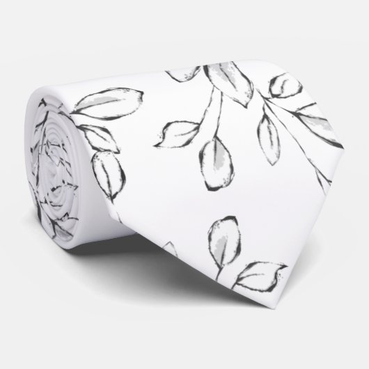 White Eucalyptus Greenery Wedding Stropdas (Opgerold)