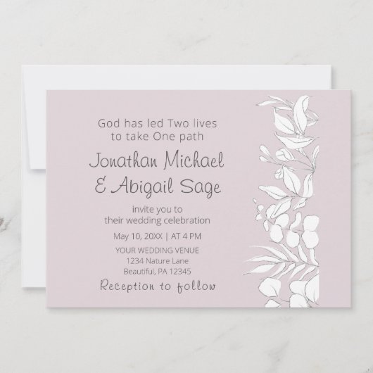 White Eucalyptus on Lavender Christelijk Wedding Kaart (Voorkant)