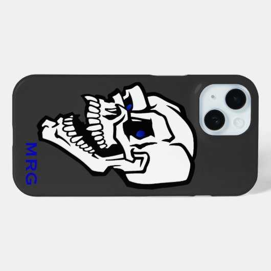 White Evil Skull met Blue Eyes Case-Mate iPhone Case (Achterkant (horizontaal))