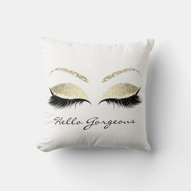White Eyes Makeup Lash Hallo Goudpark Kussen (Voorkant)