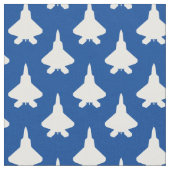 White F-22 Raptor Fighter Jet Pattern on Blue Stof (Close Up)