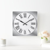 White Face / Metallic Background Roman Numorial Vierkante Klok (Huis)