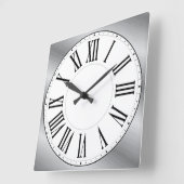 White Face / Metallic Background Roman Numorial Vierkante Klok (Hoek)