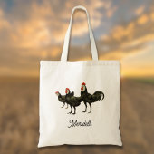 White Faced Black Spanish Roosters Chickens Name Tote Bag