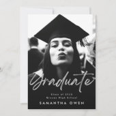 White Fade Brush Afstuderen Moderne Script Photo Aankondiging (Voorkant)