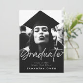 White Fade Brush Afstuderen Moderne Script Photo Aankondiging (Staand voorkant)