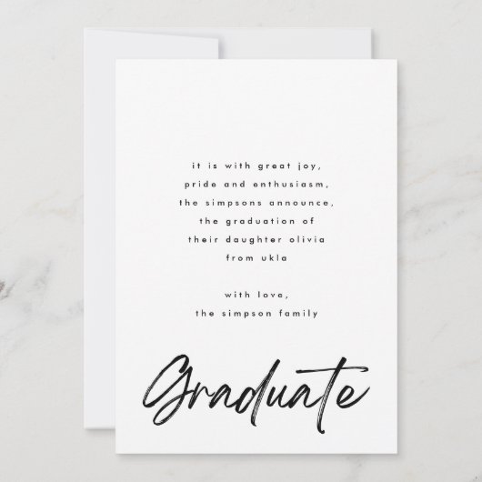 White Fade Brush Afstuderen Moderne Script Photo Aankondiging (Achterkant)