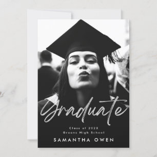 White Fade Brush Afstuderen Moderne Script Photo Aankondiging