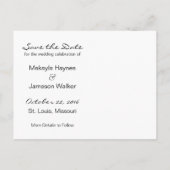 White Fade Photo Save the Date Briefkaart (Achterkant)