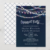 White Fairy Lights Blauw Verlovingsfeest Kaart (Voorkant / Achterkant)