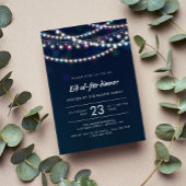 White Fairy Lights Blue Eid al-fitr Dinner Kaart