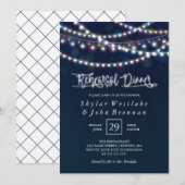 White Fairy Lights Blue Rehearsal Dinner Kaart (Voorkant / Achterkant)