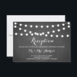 White Fairy Lights Chalkboard Reception Kaart<br><div class="desc">Fun- en grilreceptiekaart met witte sproeinlichten op de achtergrond van het bord. Dit is een deel van een trouwsuite. Overeenkomende objecten zijn beschikbaar.</div>