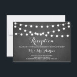 White Fairy Lights Chalkboard Reception Kaart<br><div class="desc">Fun- en grilreceptiekaart met witte sproeinlichten op de achtergrond van het bord. Dit is een deel van een trouwsuite. Overeenkomende objecten zijn beschikbaar.</div>