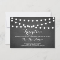 White Fairy Lights Chalkboard Reception Kaart