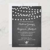 White Fairy Lights Chalkboard Wedding Invitation Kaart (Voorkant)