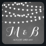 White Fairy Lights Chalkboard Wedding Sticker<br><div class="desc">Fun en whimsical monogram sticker met witte sproeinlichten op de achtergrond van het bord. Dit is een deel van een trouwsuite. Overeenkomende objecten zijn beschikbaar.</div>