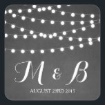 White Fairy Lights Chalkboard Wedding Sticker<br><div class="desc">Fun en whimsical monogram sticker met witte sproeinlichten op de achtergrond van het bord. Dit is een deel van een trouwsuite. Overeenkomende objecten zijn beschikbaar.</div>