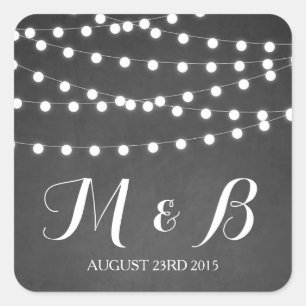 White Fairy Lights Chalkboard Wedding Sticker