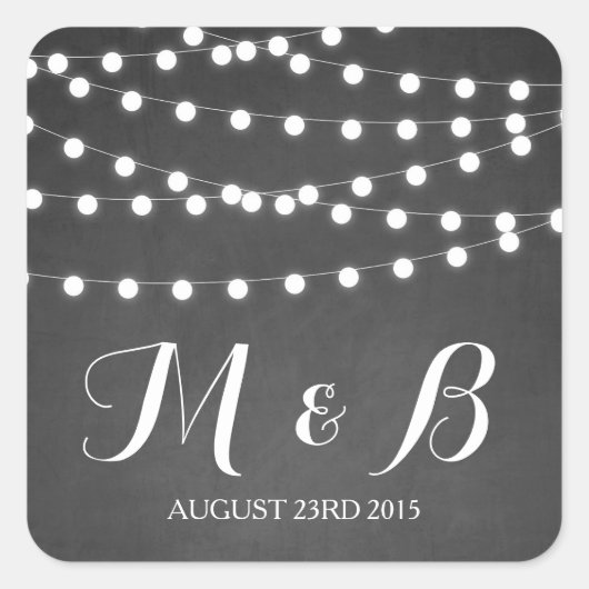 White Fairy Lights Chalkboard Wedding Sticker (Voorkant)
