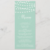 White Fairy Lights | Mint Wedding Menu Kaart (Voorkant)