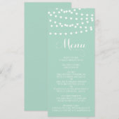 White Fairy Lights | Mint Wedding Menu Kaart (Voorkant / Achterkant)
