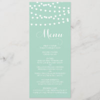 White Fairy Lights | Mint Wedding Menu Kaart